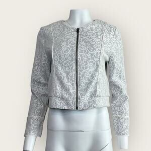 NWT | Krisa | Lace Zipper Jacket | Gray/White | Large
